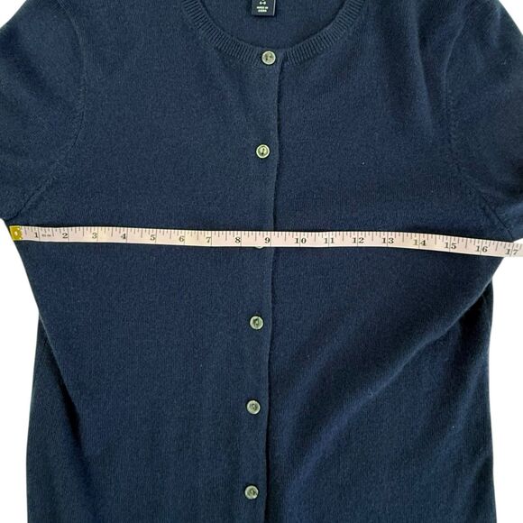 Lands End Cashmere Cardigan Sweater Women Small Deep Sea Navy Blue Long Sleeve - Picture 10 of 12